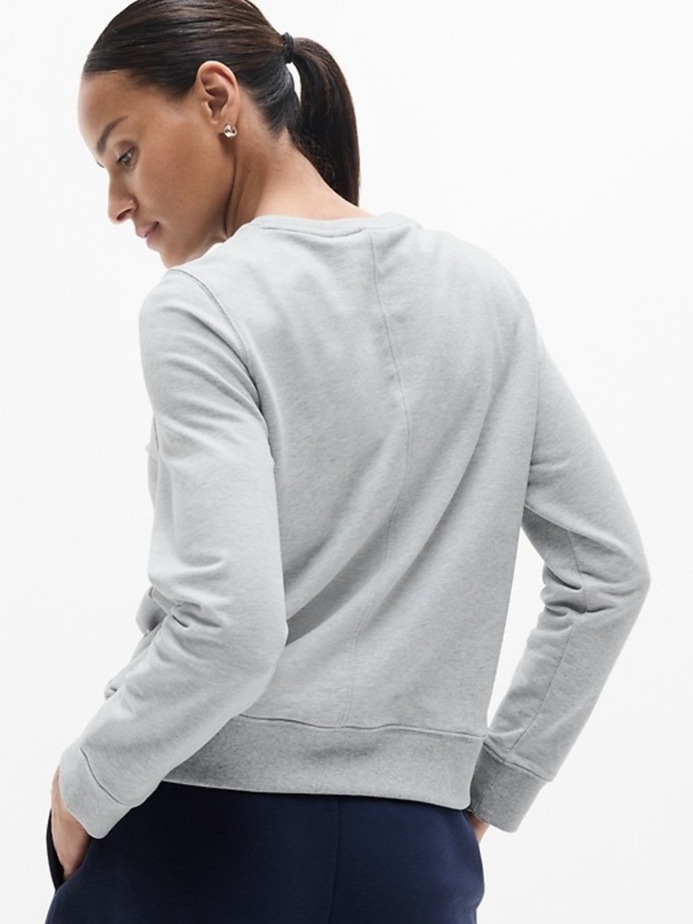 EUC Athleta Retroterry Crewneck Sweatshirt Grey Heather Size Medium - Picture 7 of 7